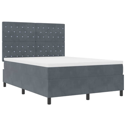 Letto a molle con materasso Grigio scuro 140 x 190 cm Velluto