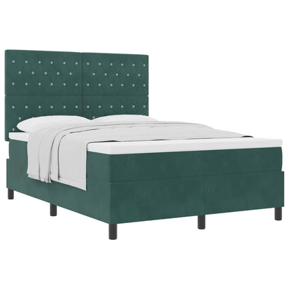 Letto a molle con materasso Verde Scuro 140 x 190 cm Velluto | homemem39