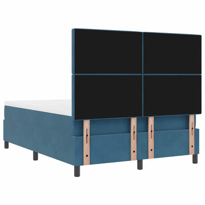 Letto a molle con materasso Blu Scuro 140 x 190 cm Velluto | homemem39