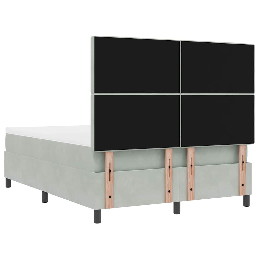 Letto a molle con materasso Grigio chiaro 140 x 200 cm Velluto | homemem39