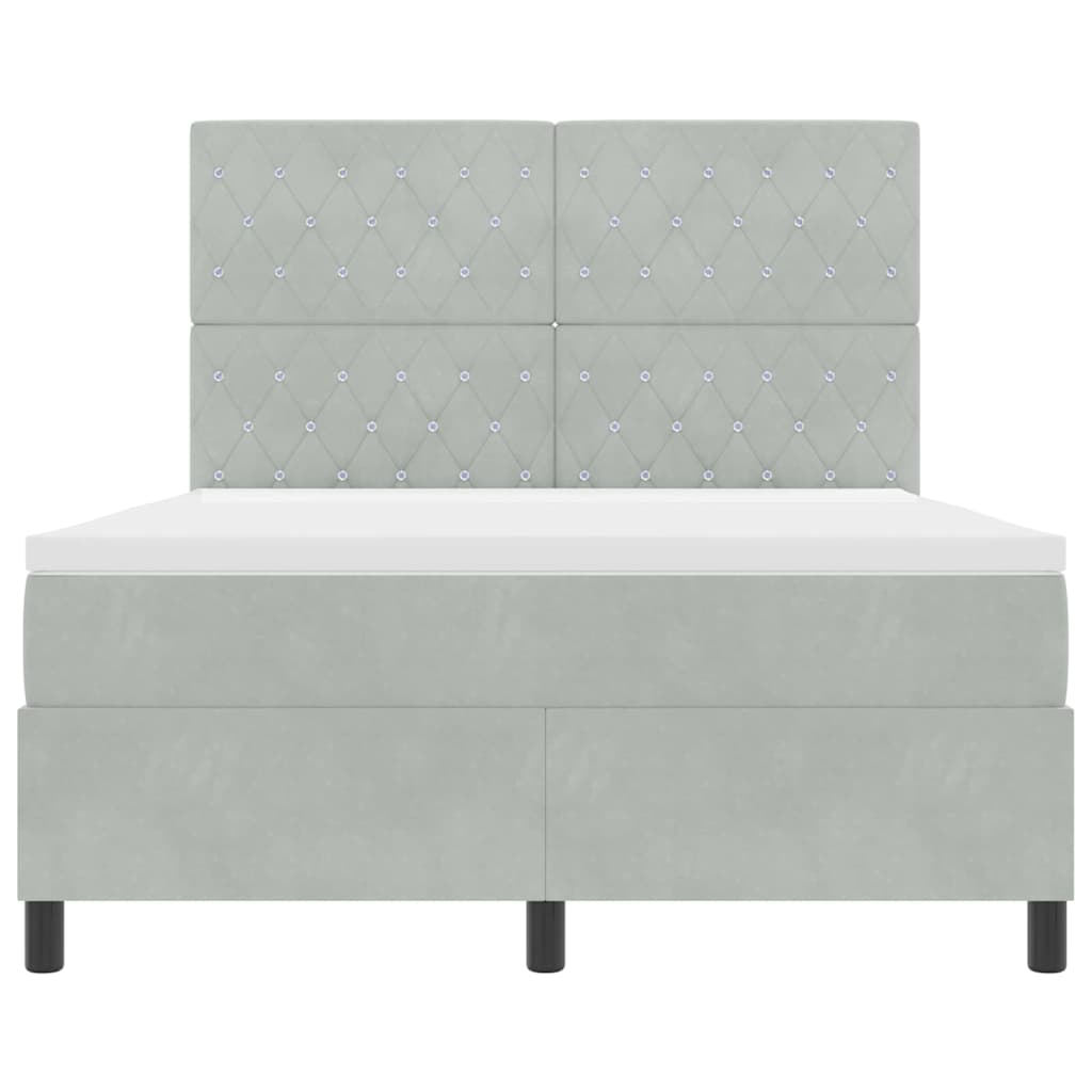 Letto a molle con materasso Grigio chiaro 140 x 200 cm Velluto | homemem39