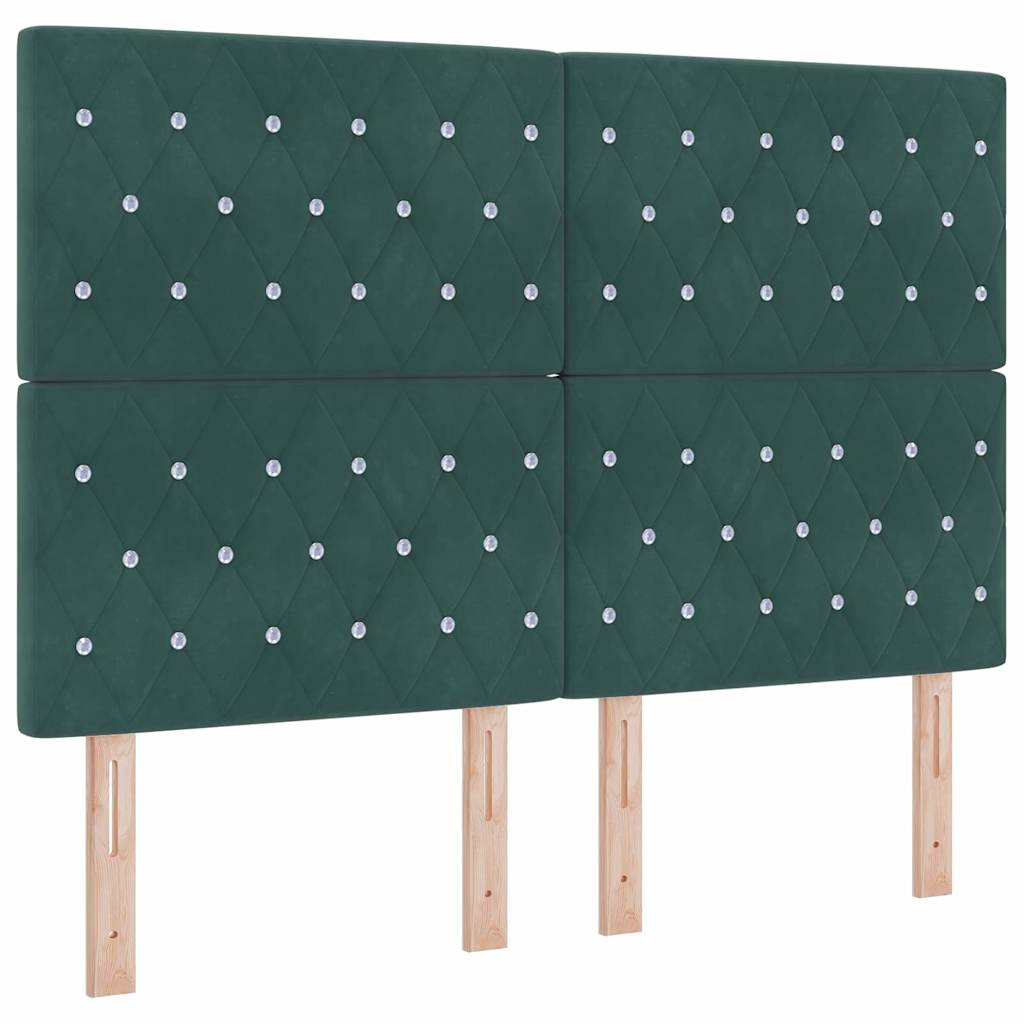 Letto a molle con materasso Verde Scuro 140 x 200 cm Velluto