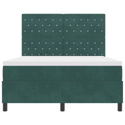 Letto a molle con materasso Verde Scuro 140 x 200 cm Velluto | homemem39