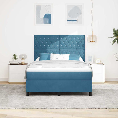 Letto a molle con materasso Blu Scuro 140 x 200 cm Velluto | homemem39