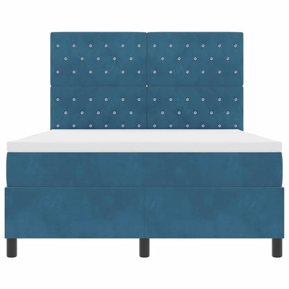 Letto a molle con materasso Blu Scuro 140 x 200 cm Velluto | homemem39