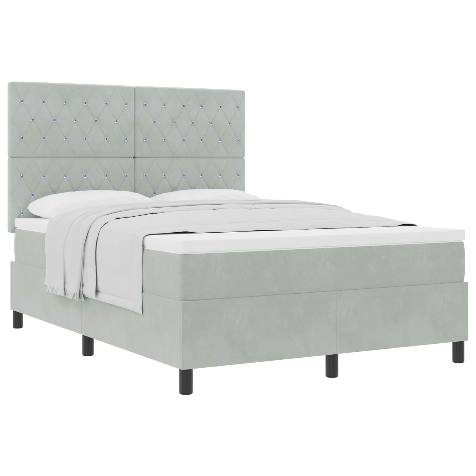 Letto a molle con materasso Grigio chiaro 160 x 200 cm Velluto | homemem39