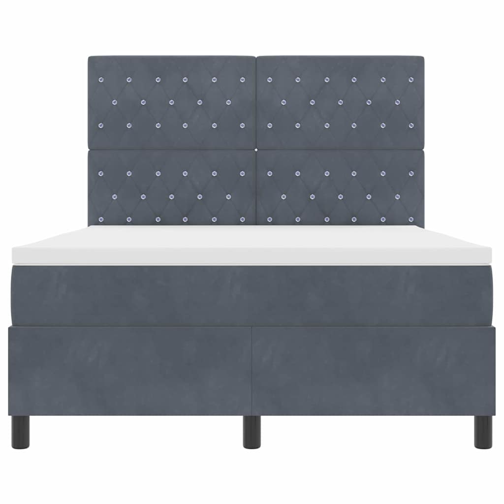 Letto a molle con materasso Grigio scuro 160 x 200 cm Velluto