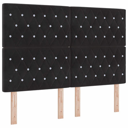 Letto a molle con materasso Nero 160 x 200 cm Velluto | homemem39
