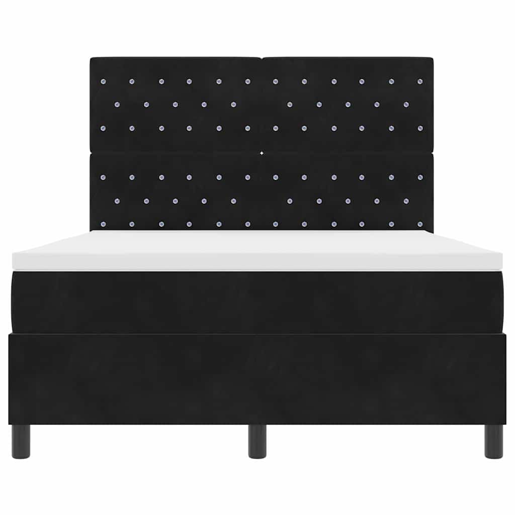 Letto a molle con materasso Nero 160 x 200 cm Velluto | homemem39