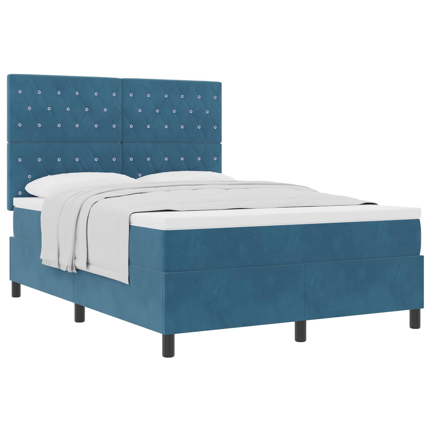 Letto a molle con materasso Blu Scuro 160 x 200 cm Velluto | homemem39