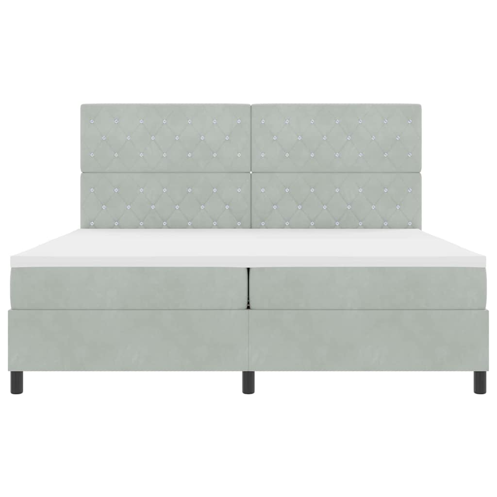 Letto a molle con materasso Grigio chiaro 200 x 200 cm Velluto