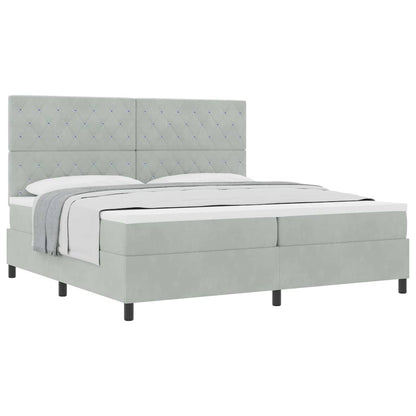 Letto a molle con materasso Grigio chiaro 200 x 200 cm Velluto