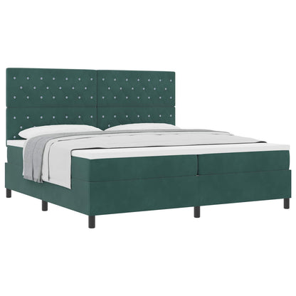 Letto a molle con materasso Verde Scuro 200 x 200 cm Velluto