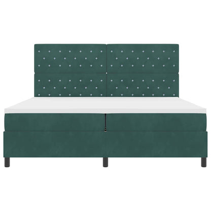Letto a molle con materasso Verde Scuro 200 x 200 cm Velluto | homemem39