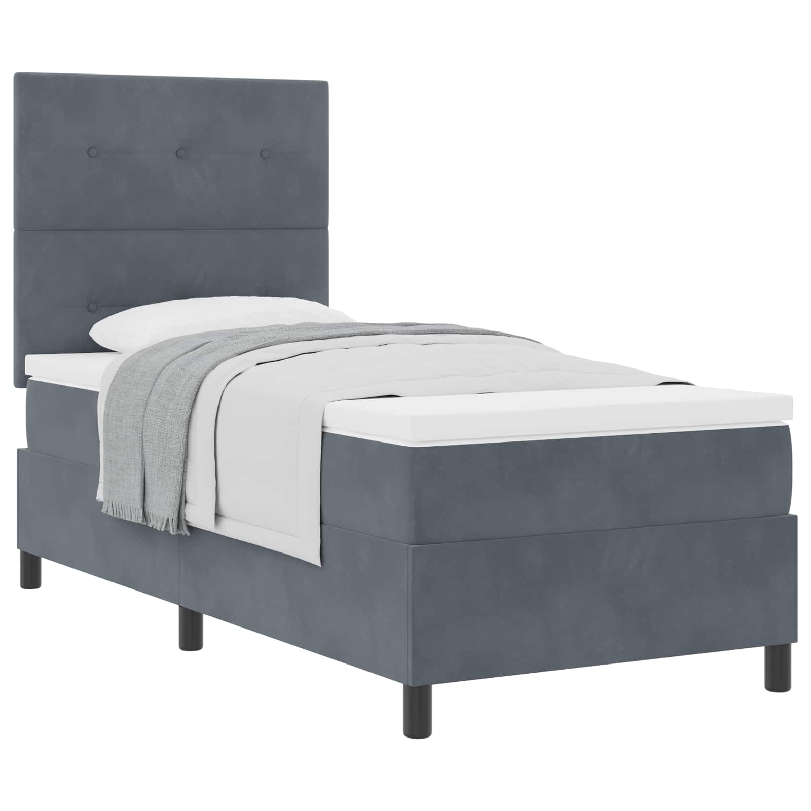 Letto a molle con testiera Grigio scuro 80 x 200 cm Velluto | homemem39