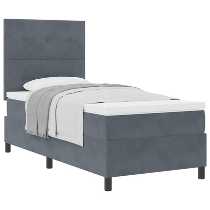 Letto a molle con testiera Grigio scuro 80 x 200 cm Velluto | homemem39