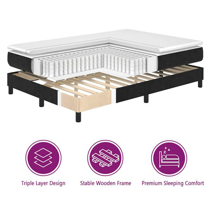 Letto a molle con testiera Nero 90 x 190 cm Velluto | homemem39