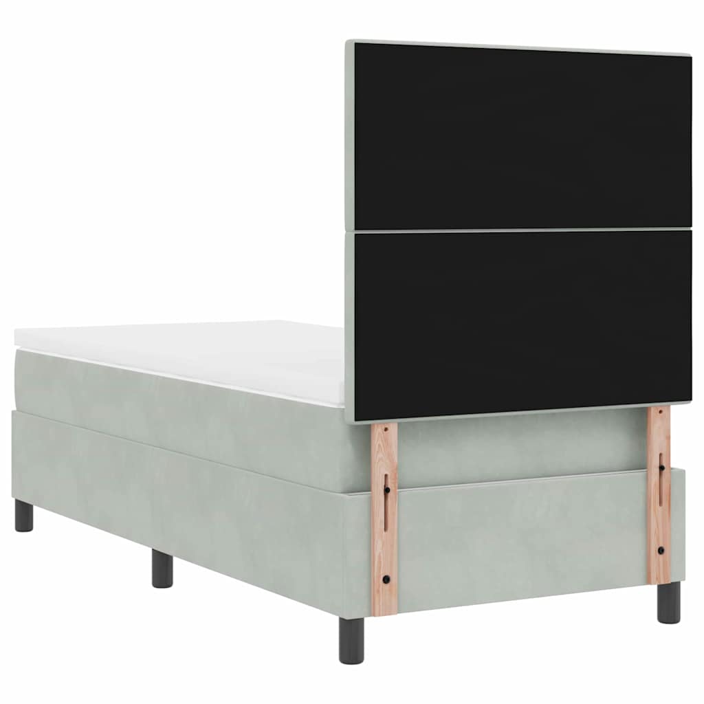 Letto a molle con testiera Grigio chiaro 90 x 200 cm Velluto | homemem39