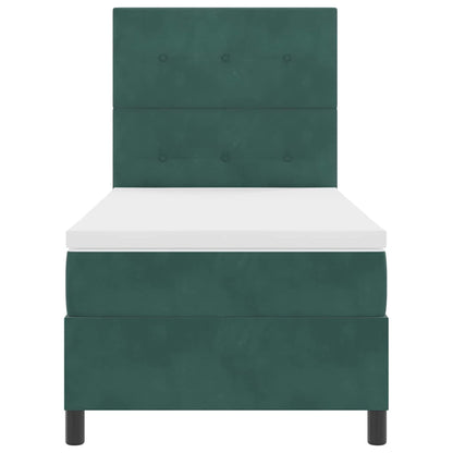 Letto a molle con materasso Verde Scuro 90 x 200 cm Tessuto