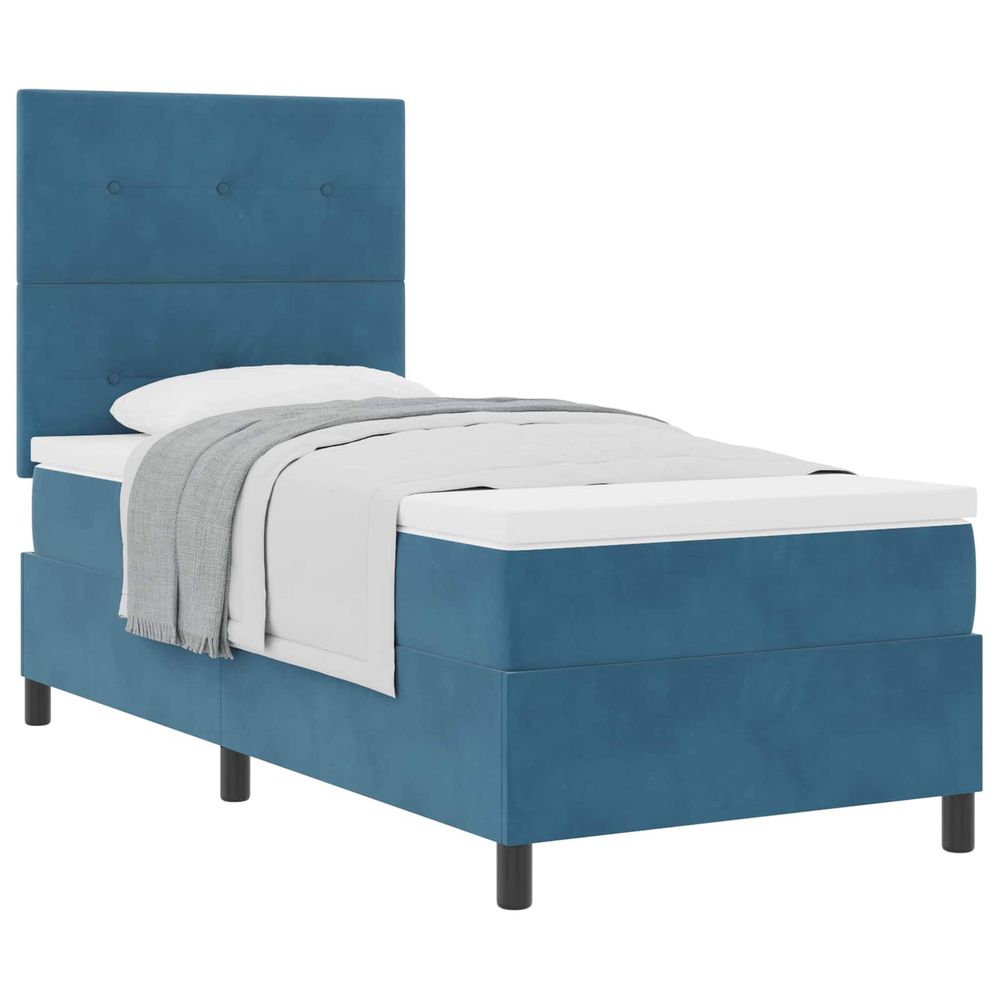 Letto a molle con testiera Blu Scuro 90 x 200 cm Velluto | homemem39