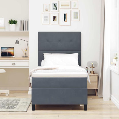 Letto a molle con materasso Grigio scuro 100 x 200 cm Tessuto