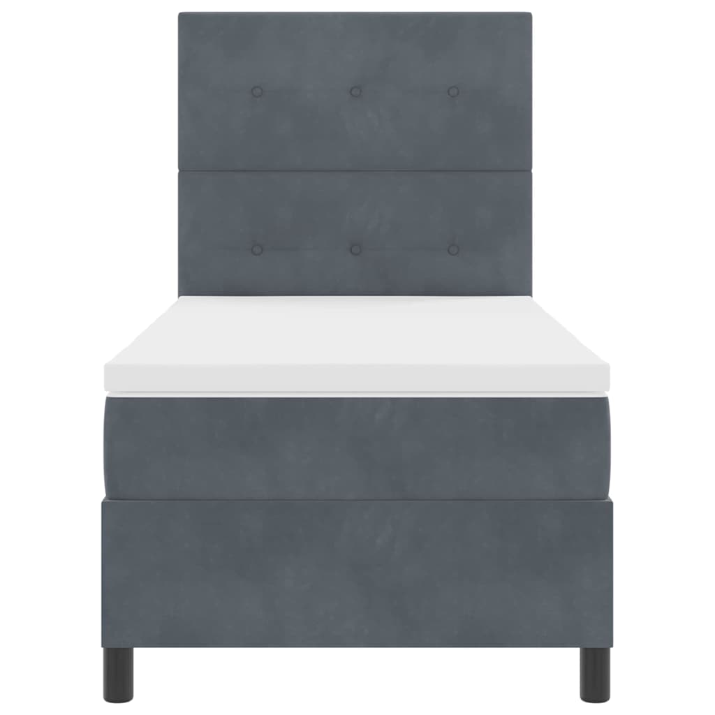 Letto a molle con materasso Grigio scuro 100 x 200 cm Tessuto