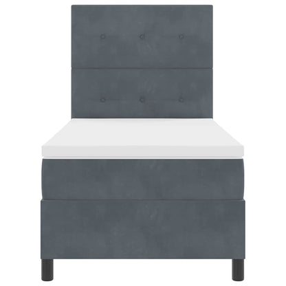 Letto a molle con materasso Grigio scuro 100 x 200 cm Tessuto