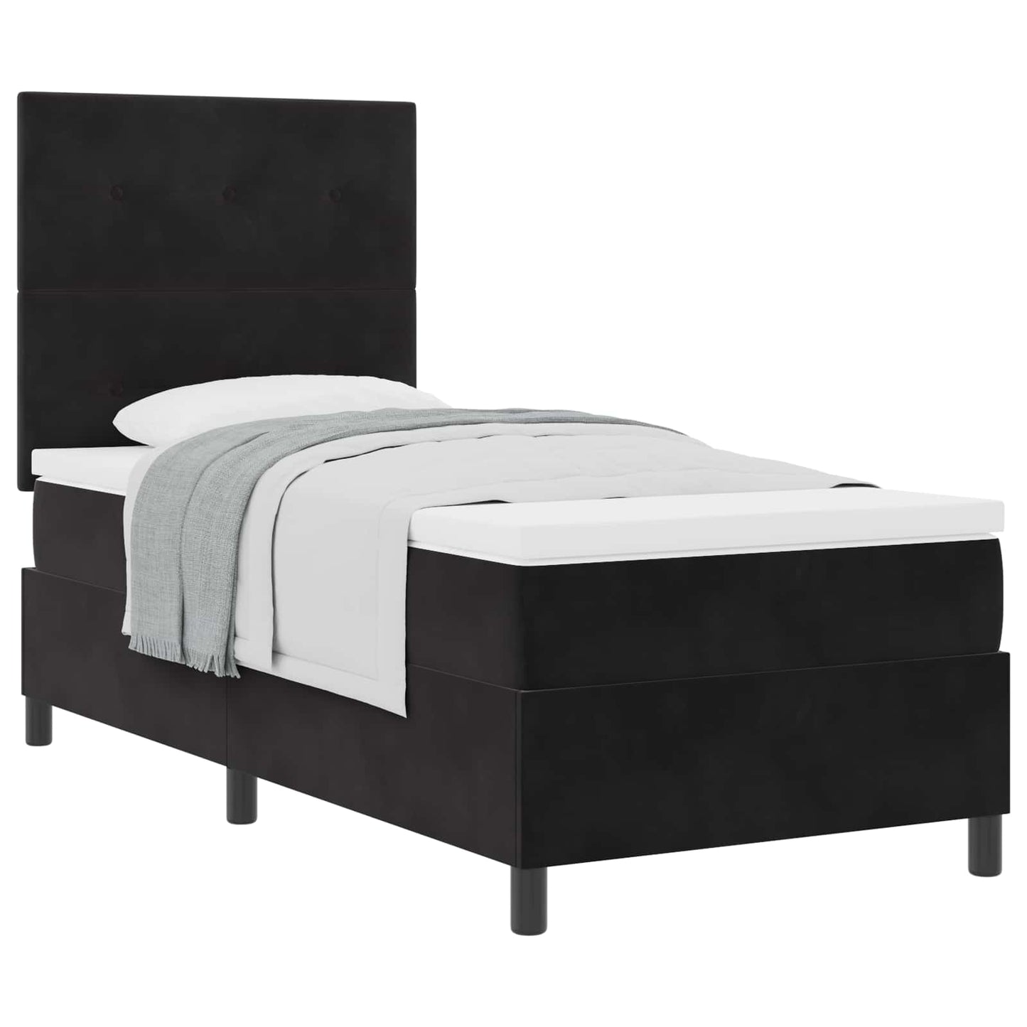Letto a molle con testiera Nero 100 x 200 cm Velluto | homemem39