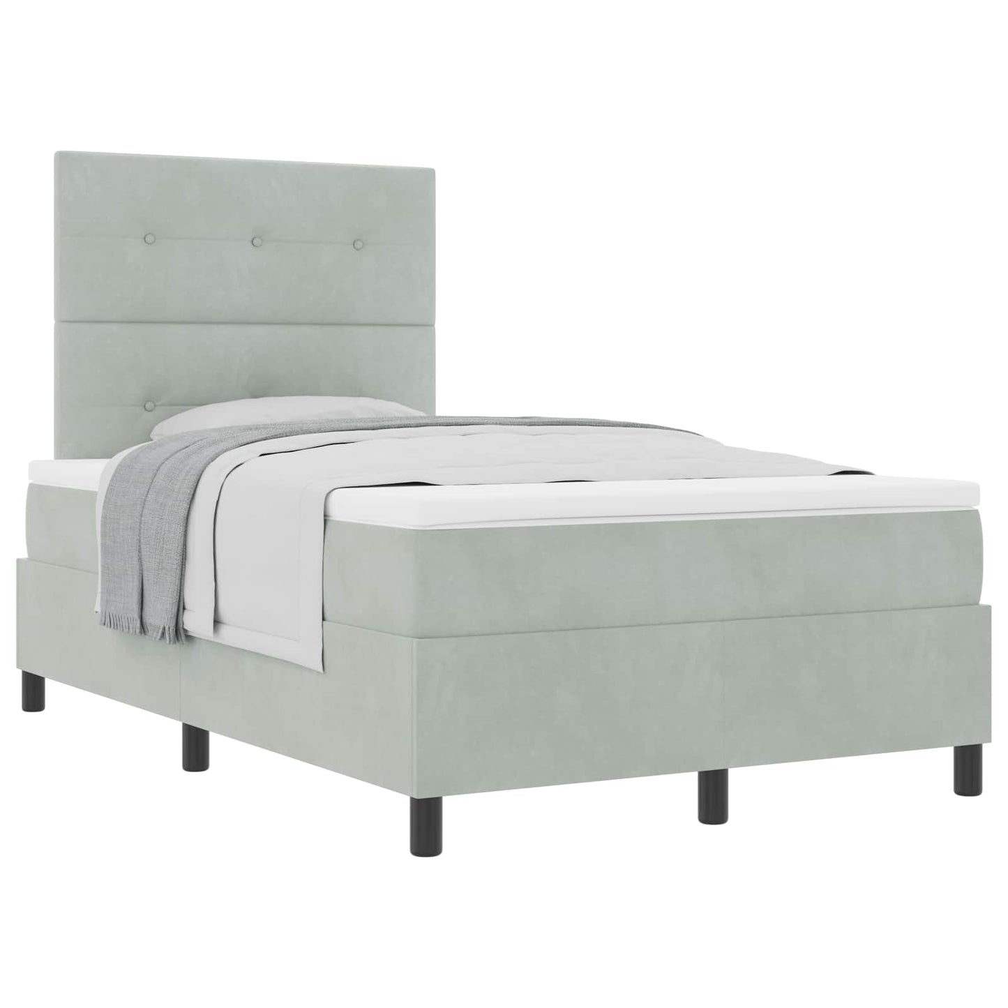 Letto a molle con testiera Grigio chiaro 120 x 190 cm Velluto | homemem39