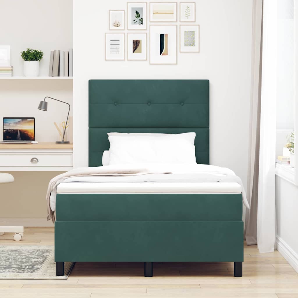 Letto a molle con testiera Verde Scuro 120 x 190 cm Velluto | homemem39
