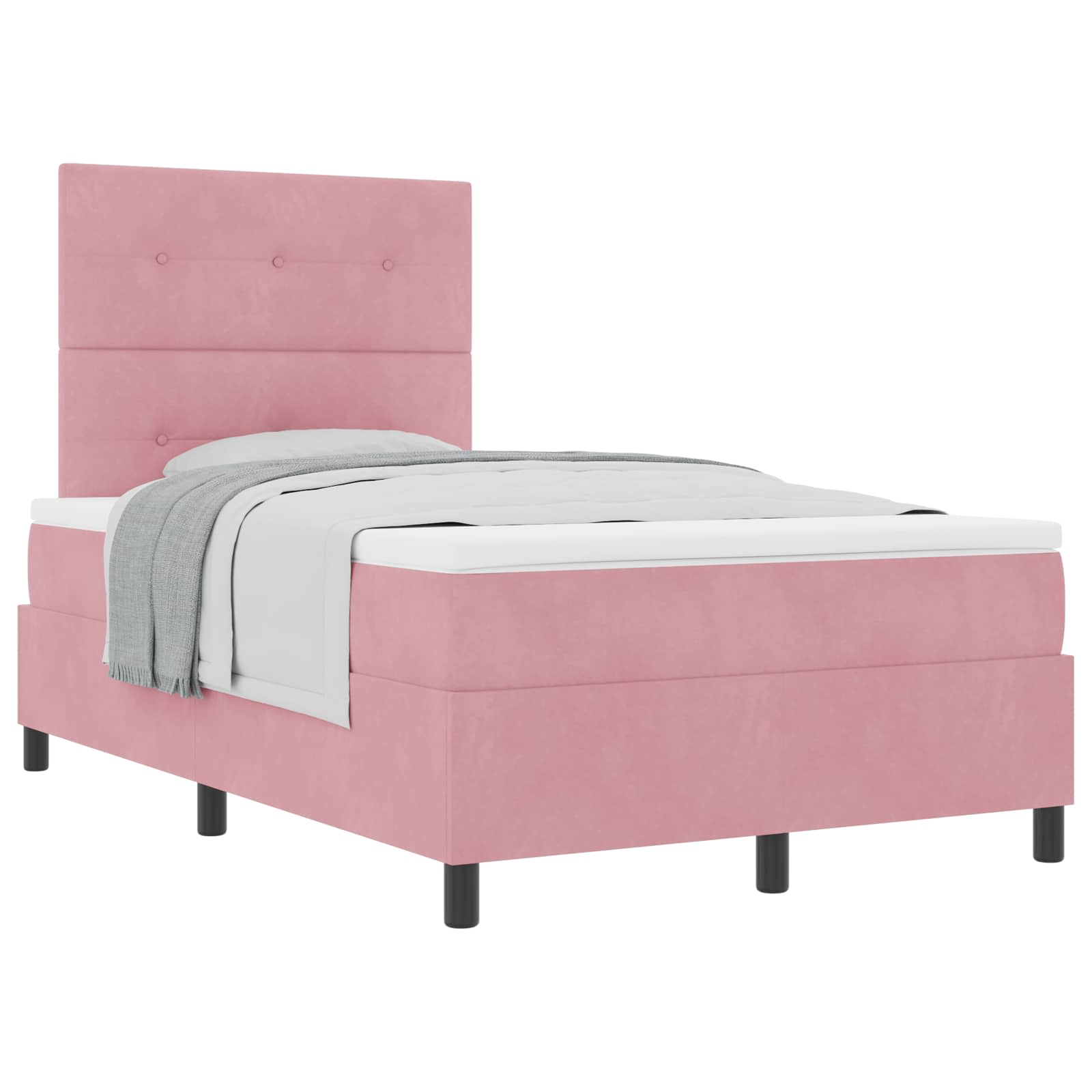 Letto a molle con testiera Rosa 120 x 190 cm Velluto | homemem39
