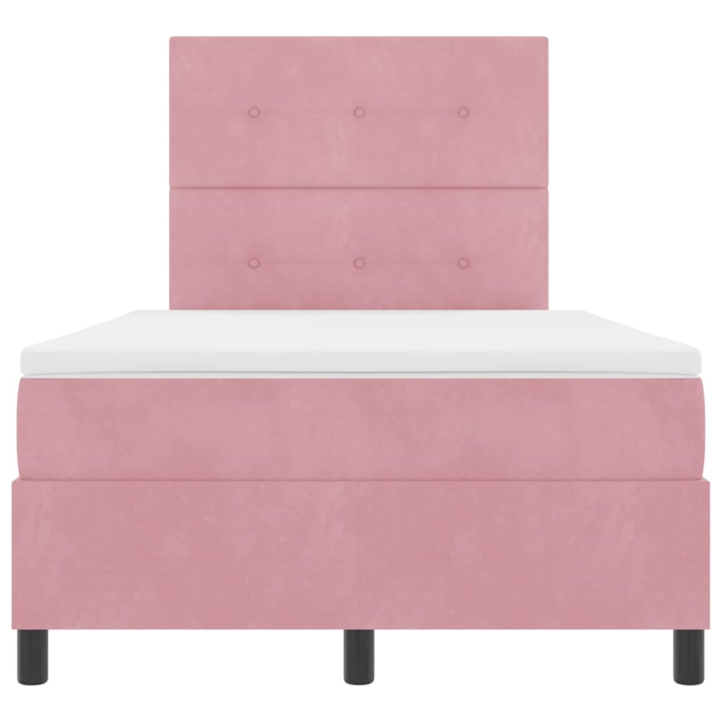 Letto a molle con testiera Rosa 120 x 190 cm Velluto | homemem39