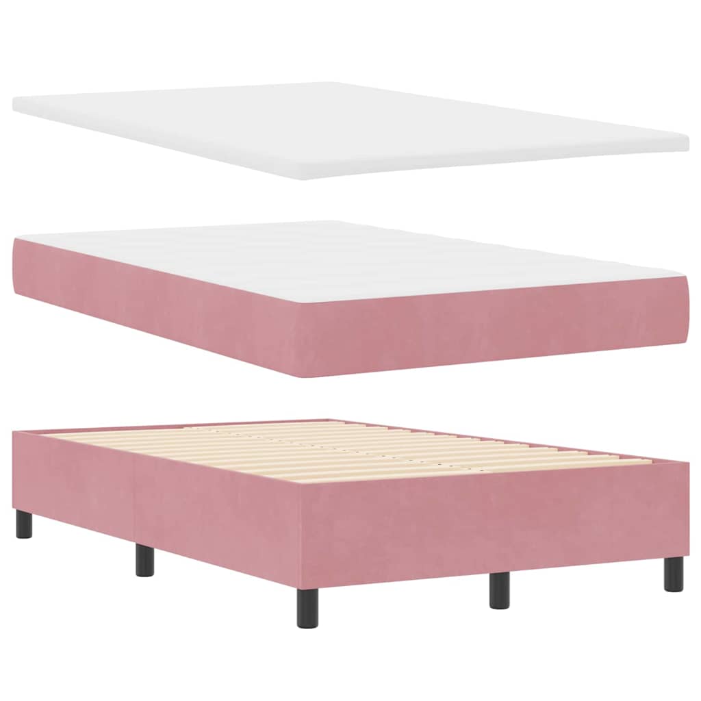 Letto a molle con testiera Rosa 120 x 200 cm Velluto | homemem39