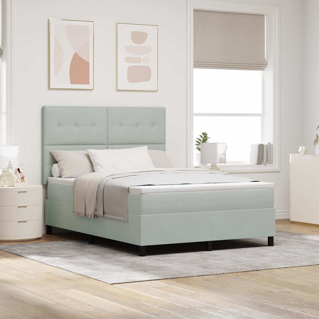 Letto a molle con testiera Grigio chiaro 140 x 190 cm Velluto | homemem39