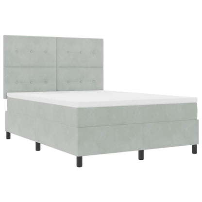Letto a molle con testiera Grigio chiaro 140 x 190 cm Velluto | homemem39