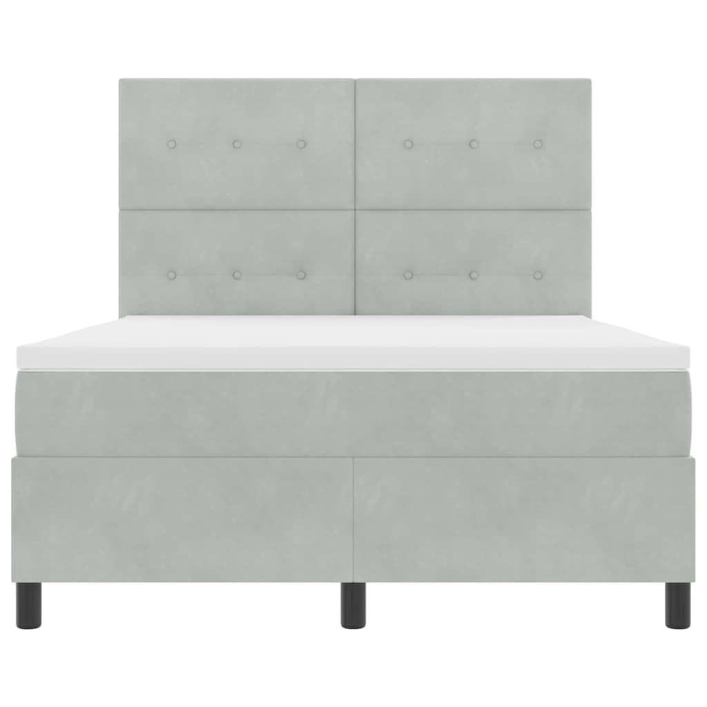 Letto a molle con testiera Grigio chiaro 140 x 190 cm Velluto | homemem39