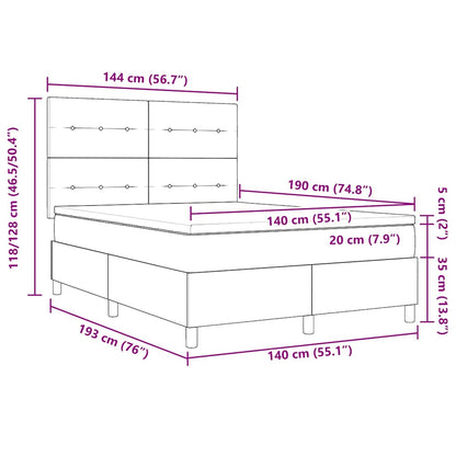 Letto a molle con testiera Grigio chiaro 140 x 190 cm Velluto | homemem39