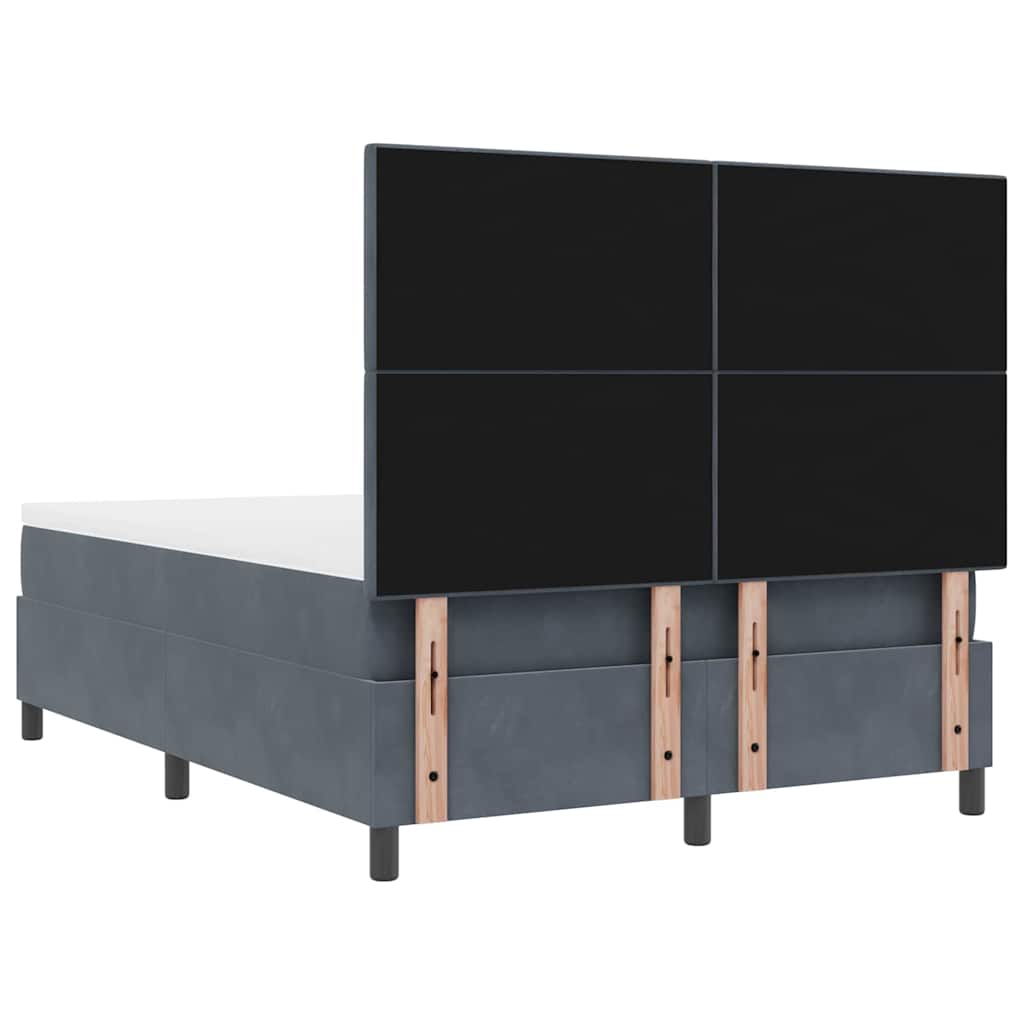 Letto a molle con testiera Grigio scuro 140 x 190 cm Velluto | homemem39