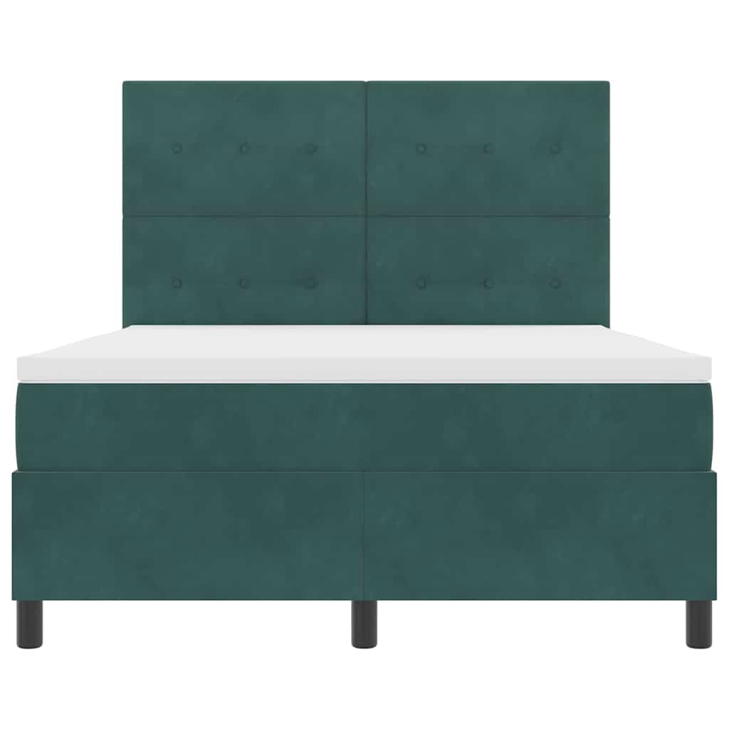 Letto a molle con testiera Verde Scuro 140 x 190 cm Velluto | homemem39