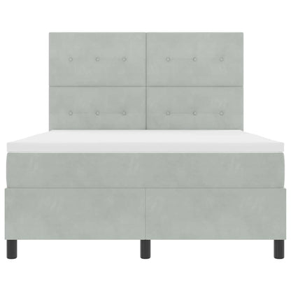 Letto a molle con testiera Grigio chiaro 140 x 200 cm Velluto | homemem39