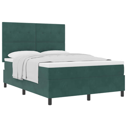 Letto a molle con materasso Verde Scuro 140 x 200 cm Velluto | homemem39