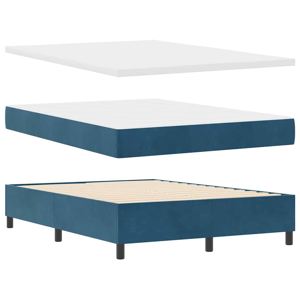 Letto a molle con materasso Blu Scuro 140 x 200 cm Velluto | homemem39