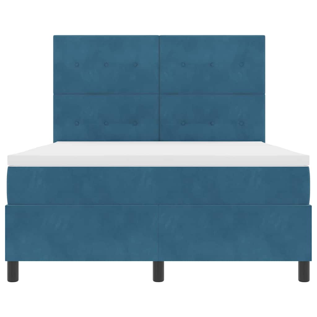 Letto a molle con materasso Blu Scuro 140 x 200 cm Velluto | homemem39