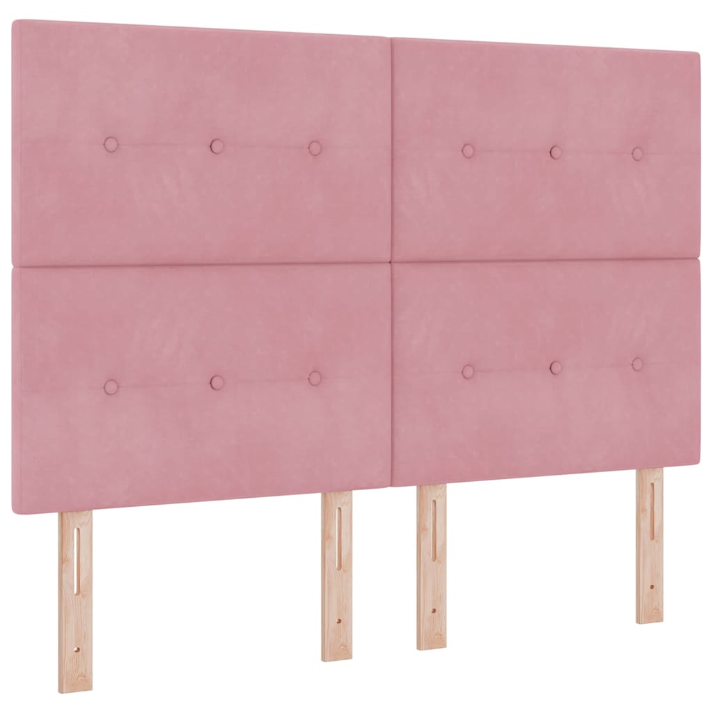 Letto a molle con materasso Rosa 140 x 200 cm Velluto | homemem39
