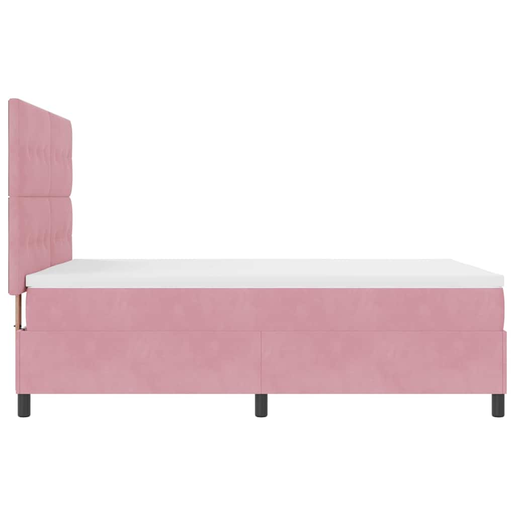Letto a molle con materasso Rosa 140 x 200 cm Velluto | homemem39