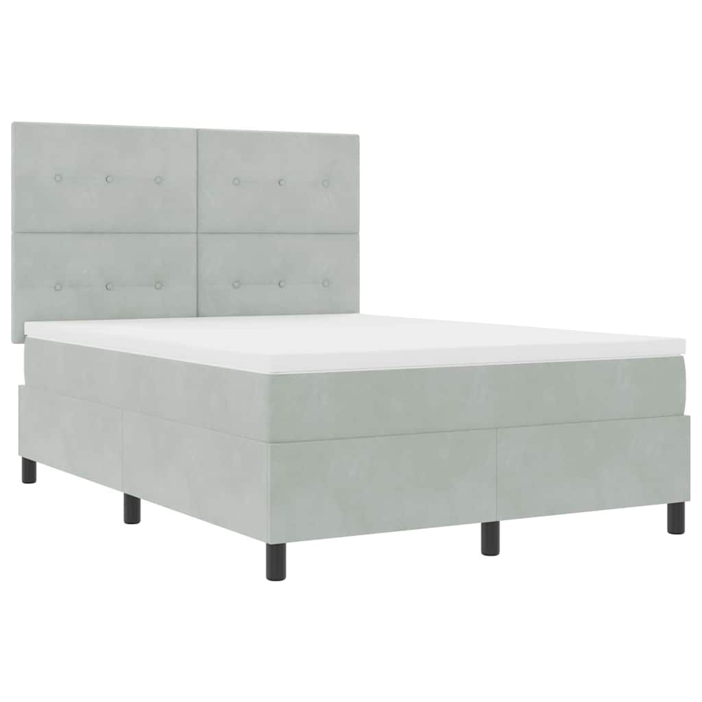 Letto a molle con materasso Grigio chiaro 160 x 200 cm Velluto