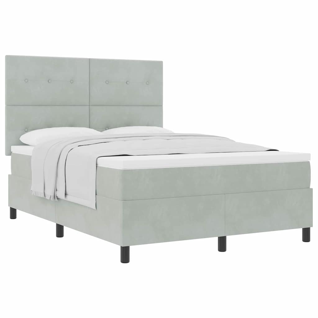 Letto a molle con materasso Grigio chiaro 160 x 200 cm Velluto
