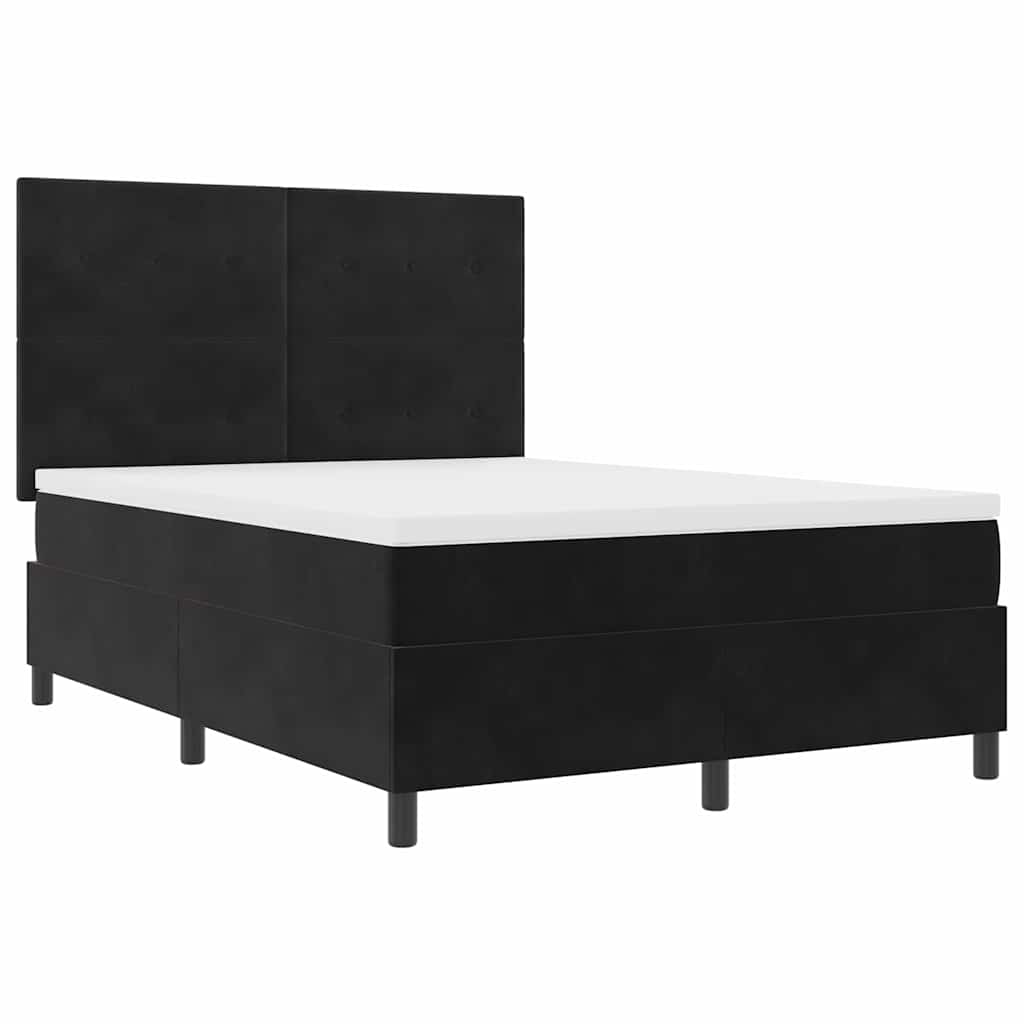 Letto a molle con materasso Nero 160 x 200 cm Velluto