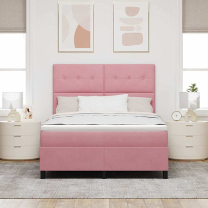 Letto a molle con materasso Rosa 160 x 200 cm Velluto