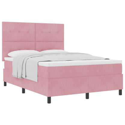 Letto a molle con materasso Rosa 160 x 200 cm Velluto